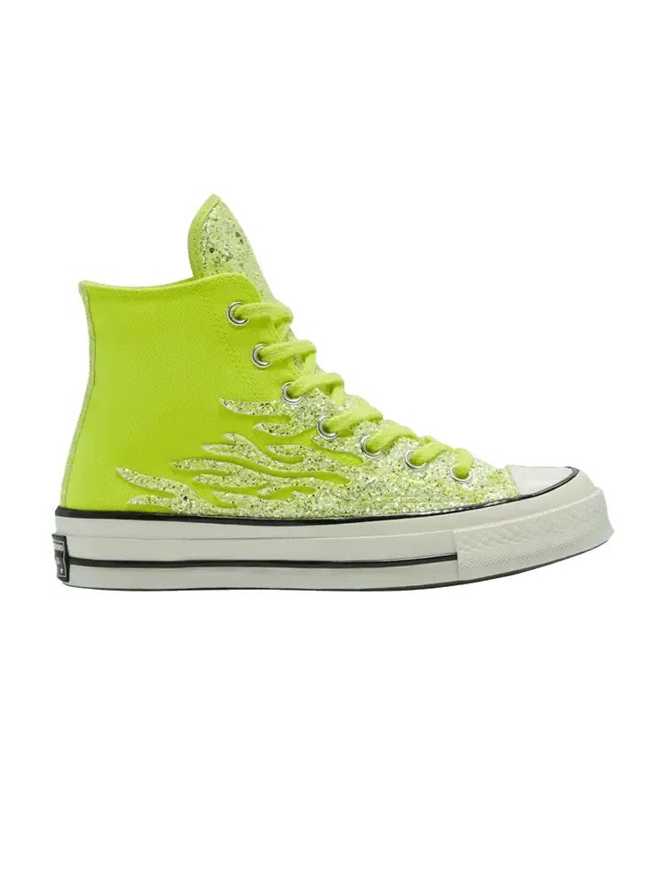 Кроссовки Converse Wmns Chuck 70 High, Archival Glitter Flame - Lemon Venom — изображение 1 из 1, зеленый