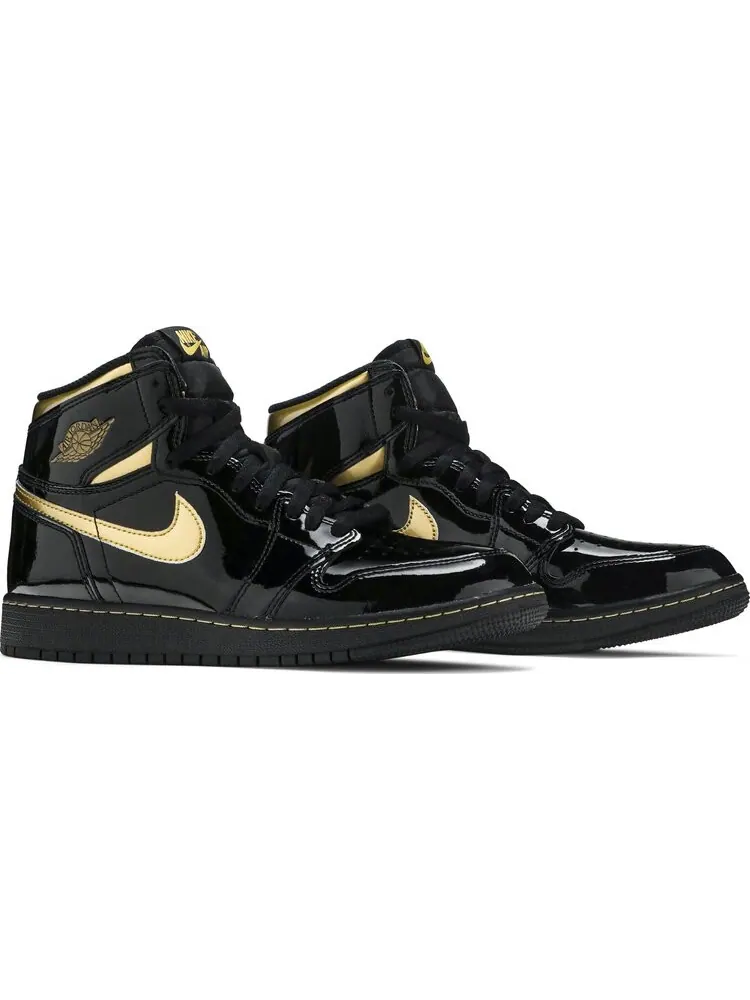 Кроссовки Air Jordan 1 Retro High OG GS Black Metallic Gold — изображение 8 из 8, черный