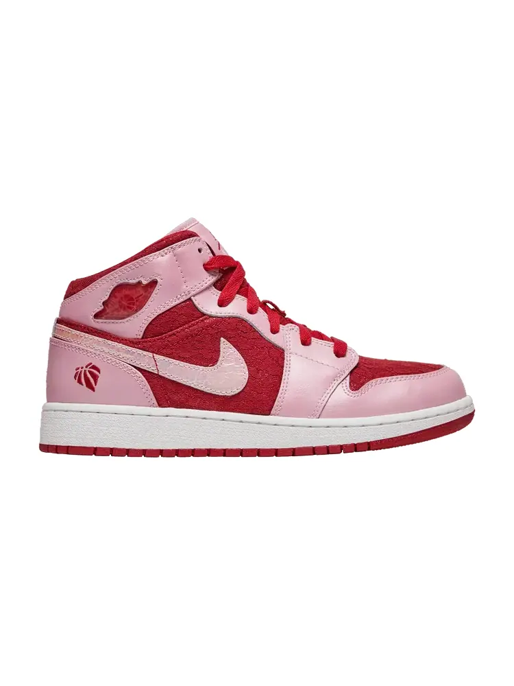 Кроссовки Air Jordan Air Jordan 1 Mid Premium GS 'Valentine's Day' — изображение 1 из 9, розовый/красный/белый