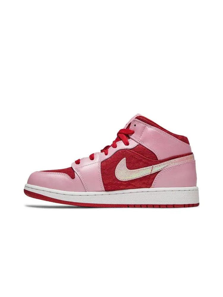 Кроссовки Air Jordan Air Jordan 1 Mid Premium GS 'Valentine's Day' — изображение 4 из 9, розовый/красный/белый