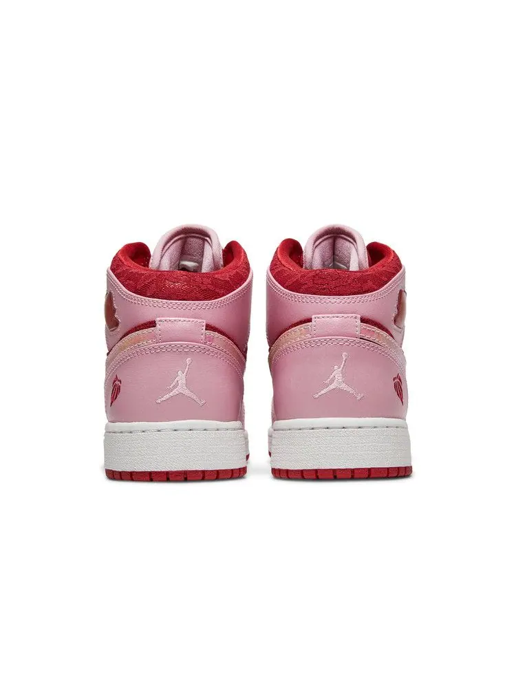 Кроссовки Air Jordan Air Jordan 1 Mid Premium GS 'Valentine's Day' — изображение 7 из 9, розовый/красный/белый