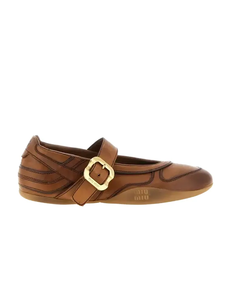 Кроссовки Miu Miu Wmns Gymnasium Leather Ballerina — изображение 1 из 1, коричневый