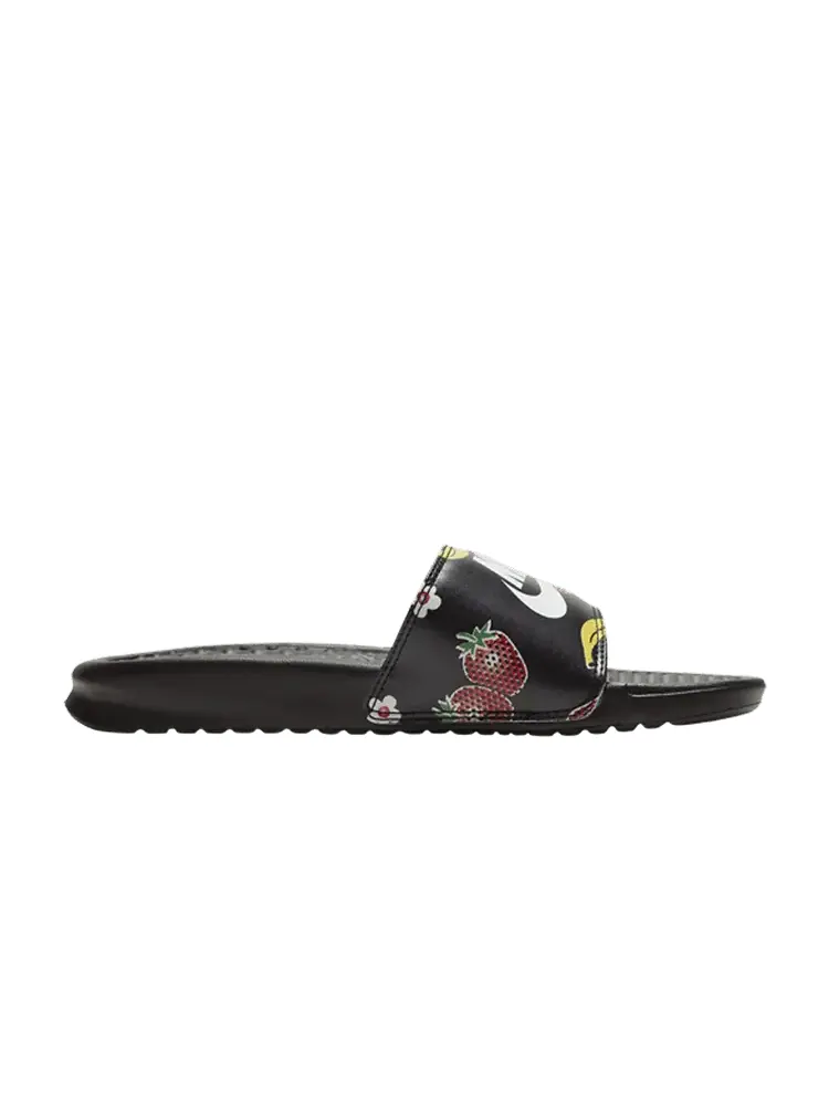 Сандалии Nike Wmns Benassi JDI Floral Slide 'Fruit Print' — изображение 1 из 1, черный/черный/белый