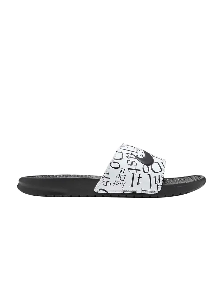 Сандалии Nike Benassi JDI Print 'Just Do It' — изображение 1 из 1, черный/черный/белый