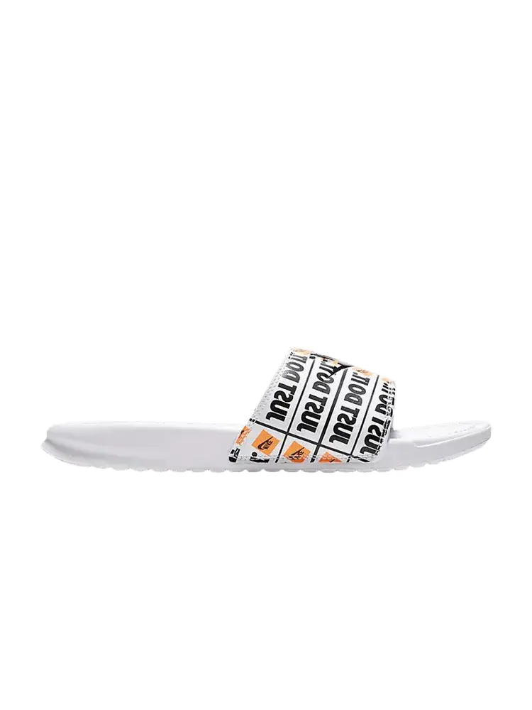 Сандалии Nike Benassi Slide 'Just Do It Print' — изображение 1 из 1, белый/белый