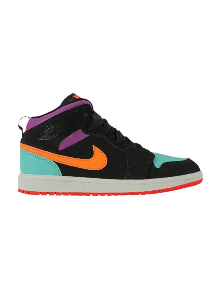 Кроссовки Air Jordan Air Jordan 1 Mid PS 'Black Multi' — изображение 1 из 1, черный/оранжевый/зеленый