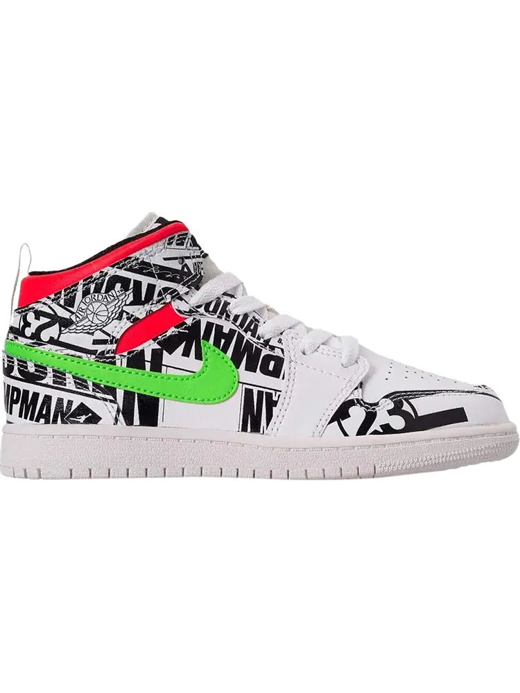 Кроссовки Air Jordan 1 Mid PS All Over Logos — изображение 1 из 1, белый