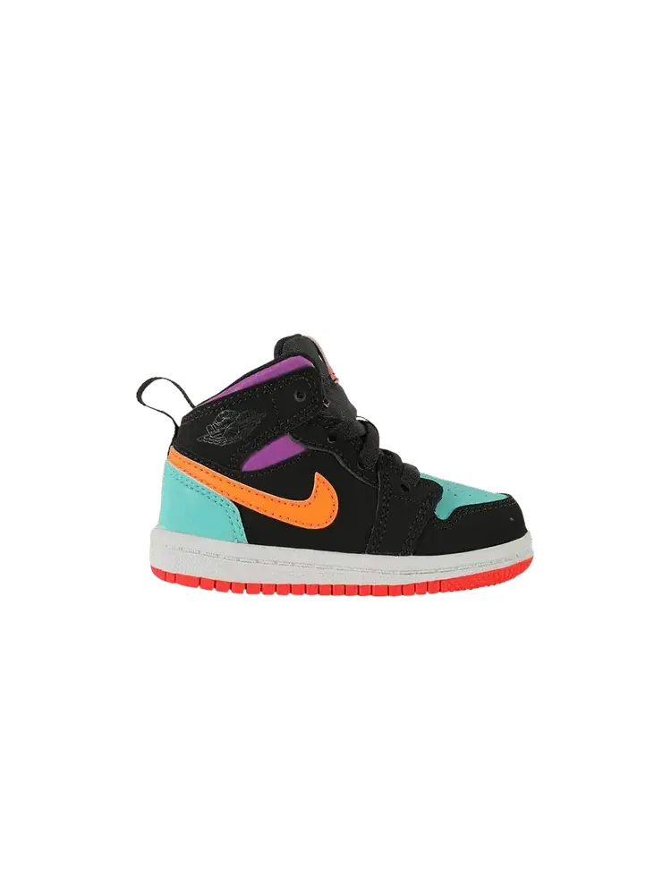 Кроссовки Air Jordan Jordan 1 Mid 'Black Multi' — изображение 1 из 1, черный/оранжевый/зеленый