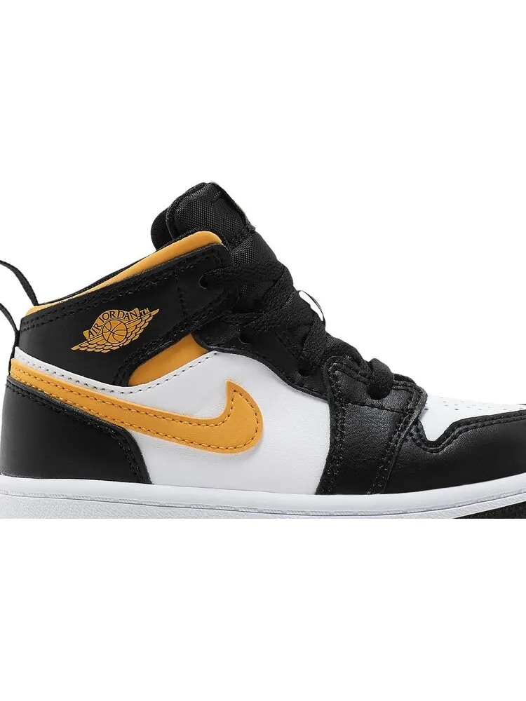 Кроссовки Air Jordan 1 Mid TD Black University Gold — изображение 2 из 8, белый