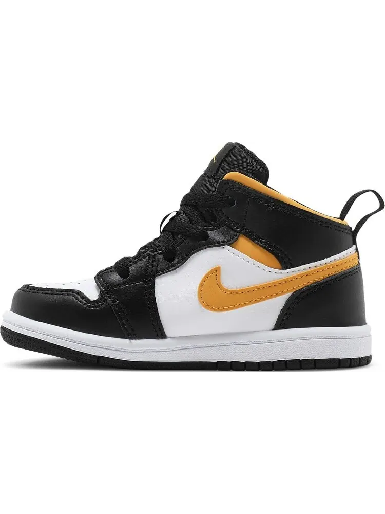 Кроссовки Air Jordan 1 Mid TD Black University Gold — изображение 3 из 8, белый