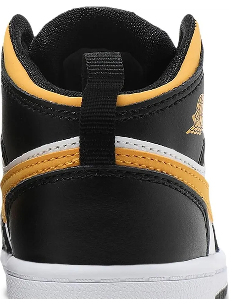 Кроссовки Air Jordan 1 Mid TD Black University Gold — изображение 7 из 8, белый