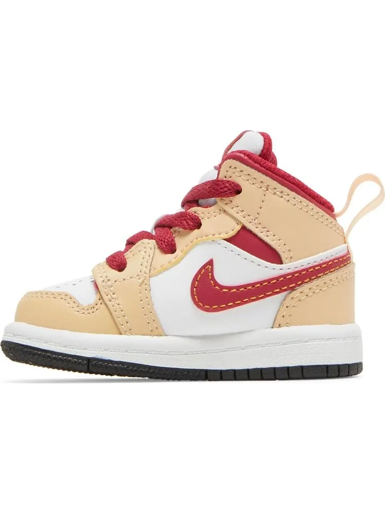 Кроссовки Air Jordan 1 Mid TD Light Curry Cardinal Red — изображение 3 из 8, коричневый