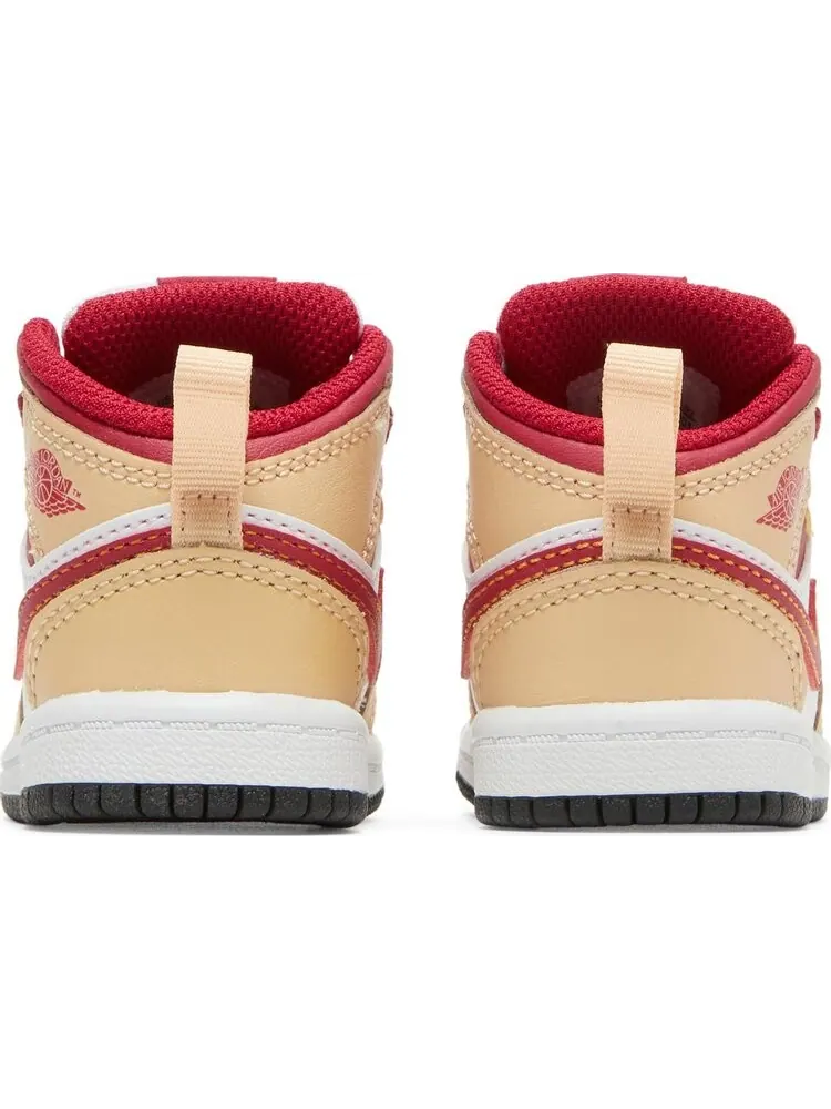 Кроссовки Air Jordan 1 Mid TD Light Curry Cardinal Red — изображение 6 из 8, коричневый