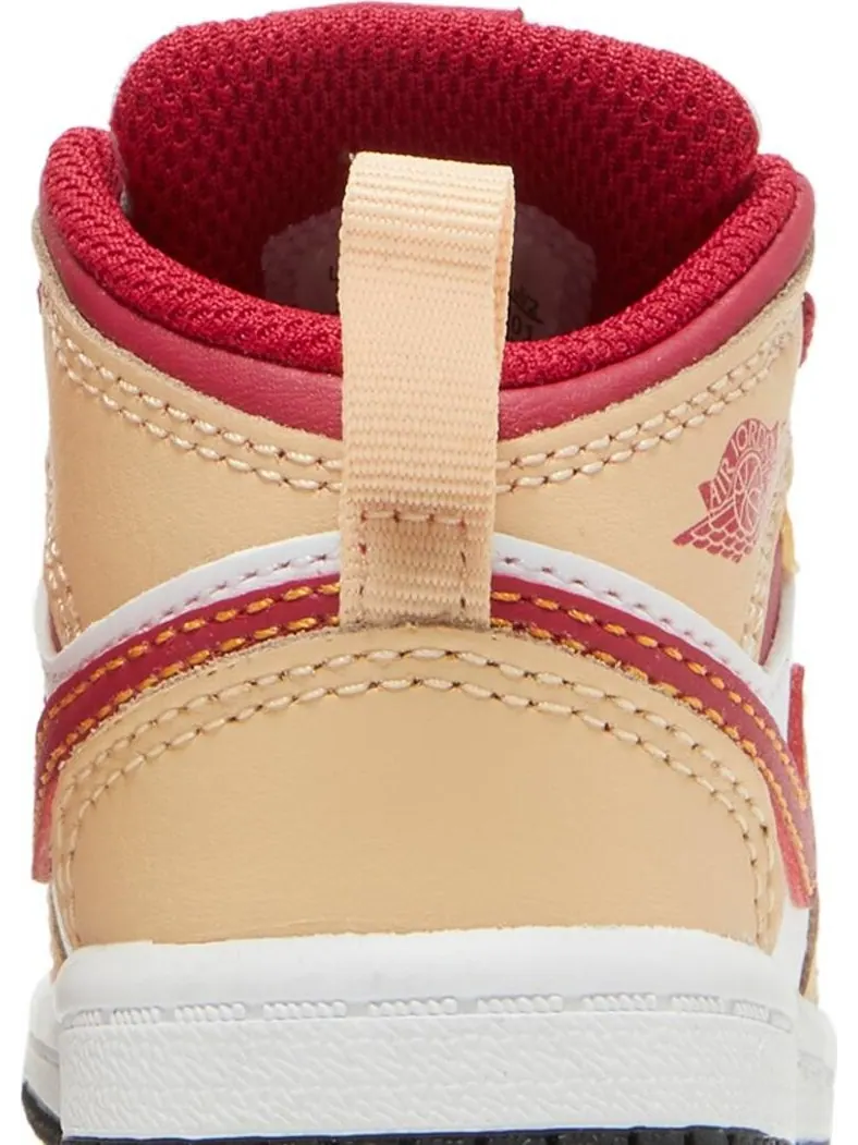 Кроссовки Air Jordan 1 Mid TD Light Curry Cardinal Red — изображение 7 из 8, коричневый