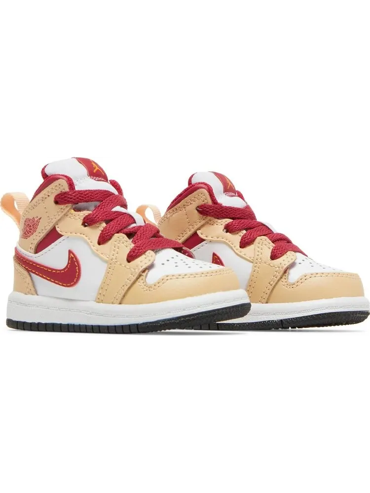Кроссовки Air Jordan 1 Mid TD Light Curry Cardinal Red — изображение 8 из 8, коричневый