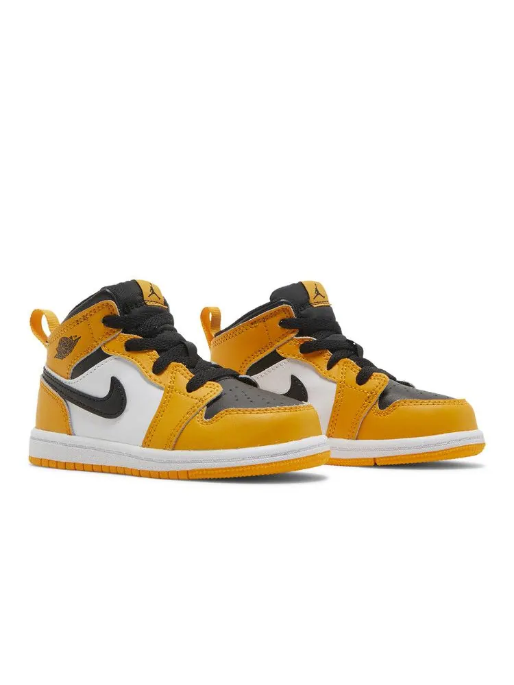 Кроссовки Air Jordan Air Jordan 1 Mid TD 'Reverse Yellow Toe' — изображение 9 из 9, белый/черный