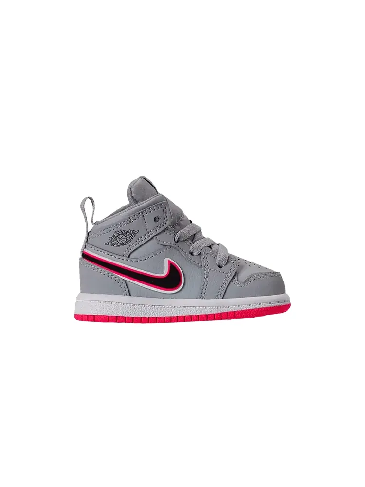 Кроссовки Air Jordan Air Jordan 1 Mid TD 'Wolf Grey Pink' — изображение 1 из 1, серый/черный/розовый