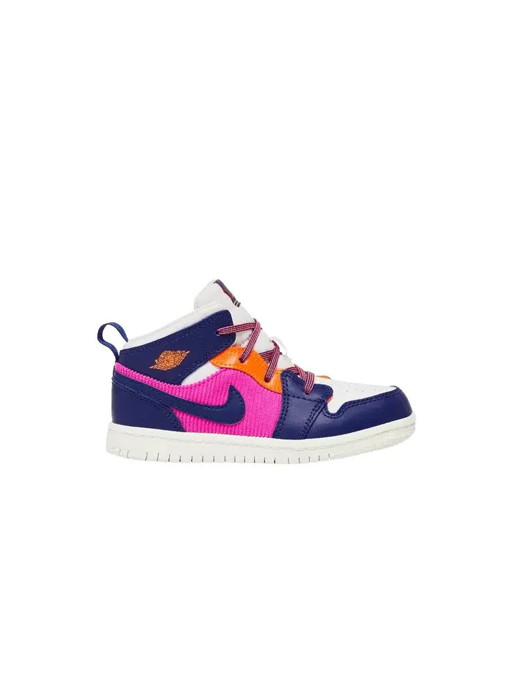 Кроссовки Air Jordan Air Jordan 1 Mid TD 'Regency Purple Fire Pink' — изображение 1 из 9, розовый///фиолетовый