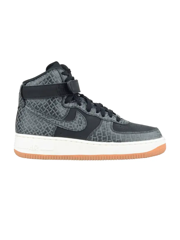 Кроссовки Nike Wmns Air Force 1 Hi Premium 'Croc Black Gum' — изображение 1 из 1, черный/серый-белый
