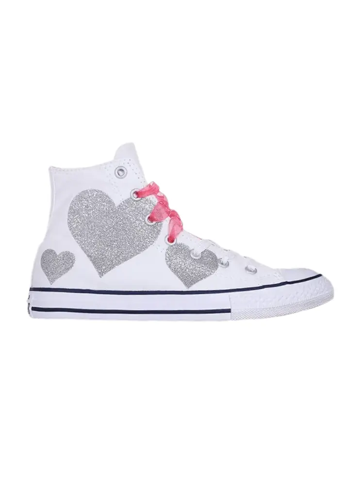 Кроссовки Converse Chuck Taylor All Star High PS 'Hearts' — изображение 1 из 1, белый/розовый