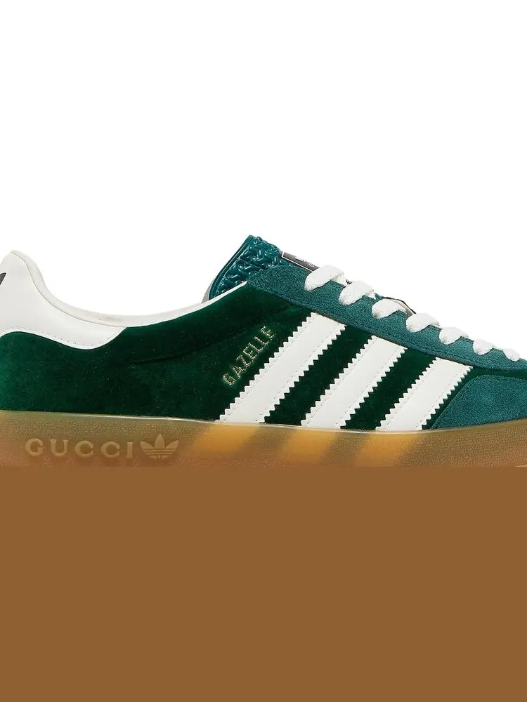 Лимитированные кроссовки Adidas Adidas x Gucci Gazelle 'Green Suede' — изображение 2 из 8, зеленый