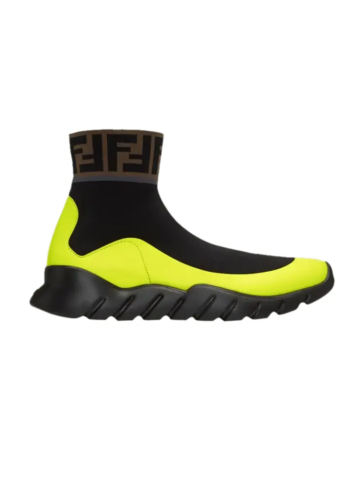 Кроссовки Fendi Tech Fabric High 'Forever Fendi - Black Yellow' — изображение 1 из 1, черный желтый