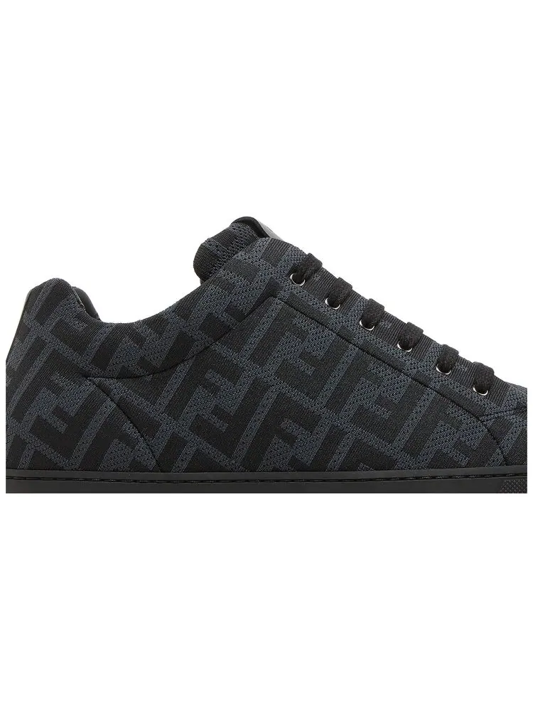 Кроссовки Fendi FF Motif Lace Up Low 'Black' — изображение 2 из 4, черный