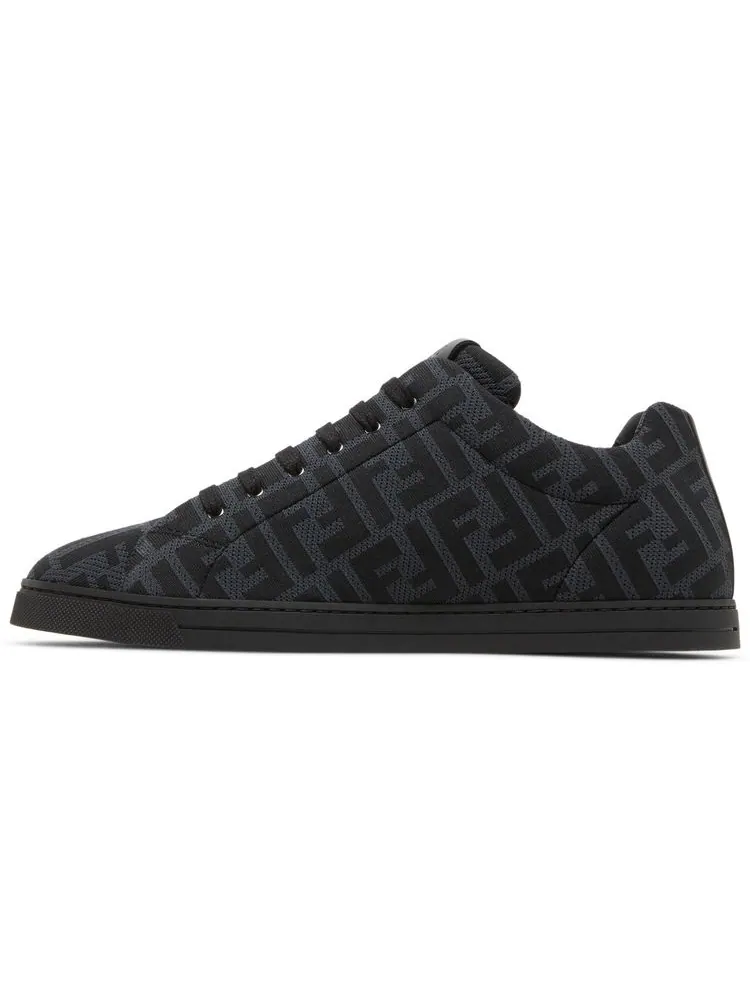 Кроссовки Fendi FF Motif Lace Up Low 'Black' — изображение 3 из 4, черный