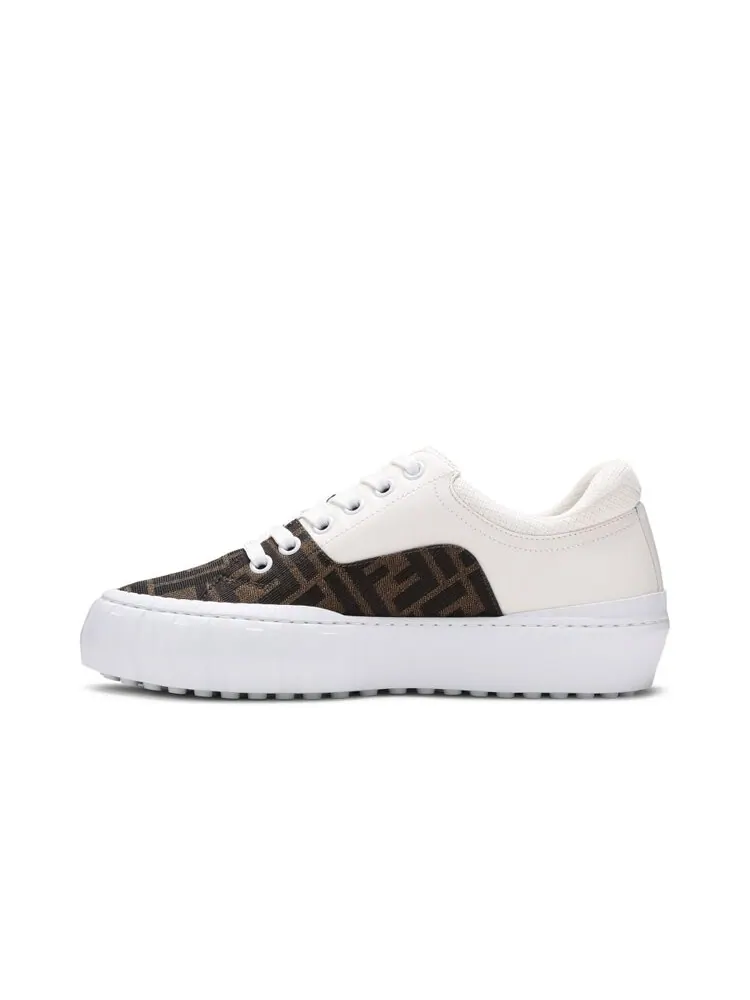 Кроссовки Fendi Force Lace-Up Sneaker 'White Brown' — изображение 3 из 4, белый