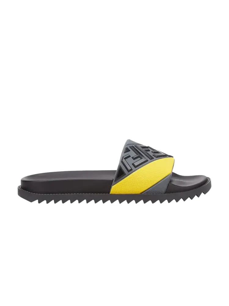 Кроссовки Fendi Rubber Fussbetts Slides 'Embossed Diagonal FF - Grey Yellow'
