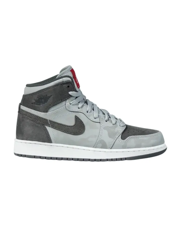 Кроссовки Air Jordan 1 Retro Hi Premium GS 'Camo' — изображение 1 из 1, серый