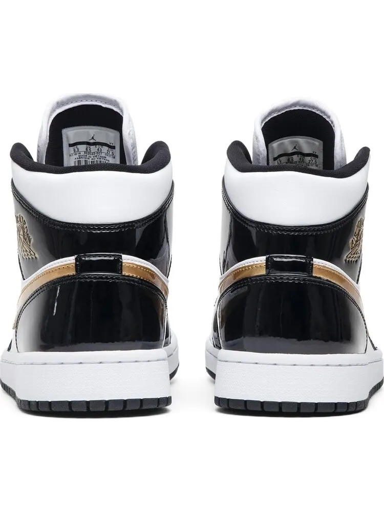 Кроссовки Air Jordan 1 Mid Patent Black Gold — изображение 6 из 8, черный