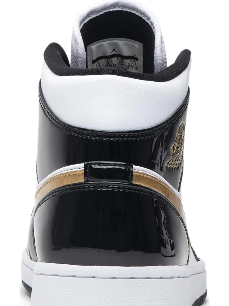 Кроссовки Air Jordan 1 Mid Patent Black Gold — изображение 7 из 8, черный