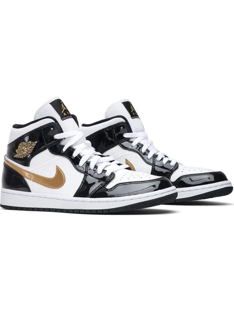 Кроссовки Air Jordan 1 Mid Patent Black Gold — изображение 8 из 8, черный