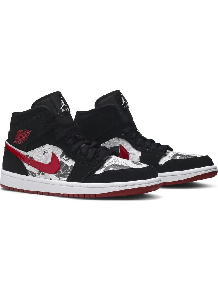 Кроссовки Air Jordan 1 Mid SE Newspaper Air Times — изображение 8 из 8, черный