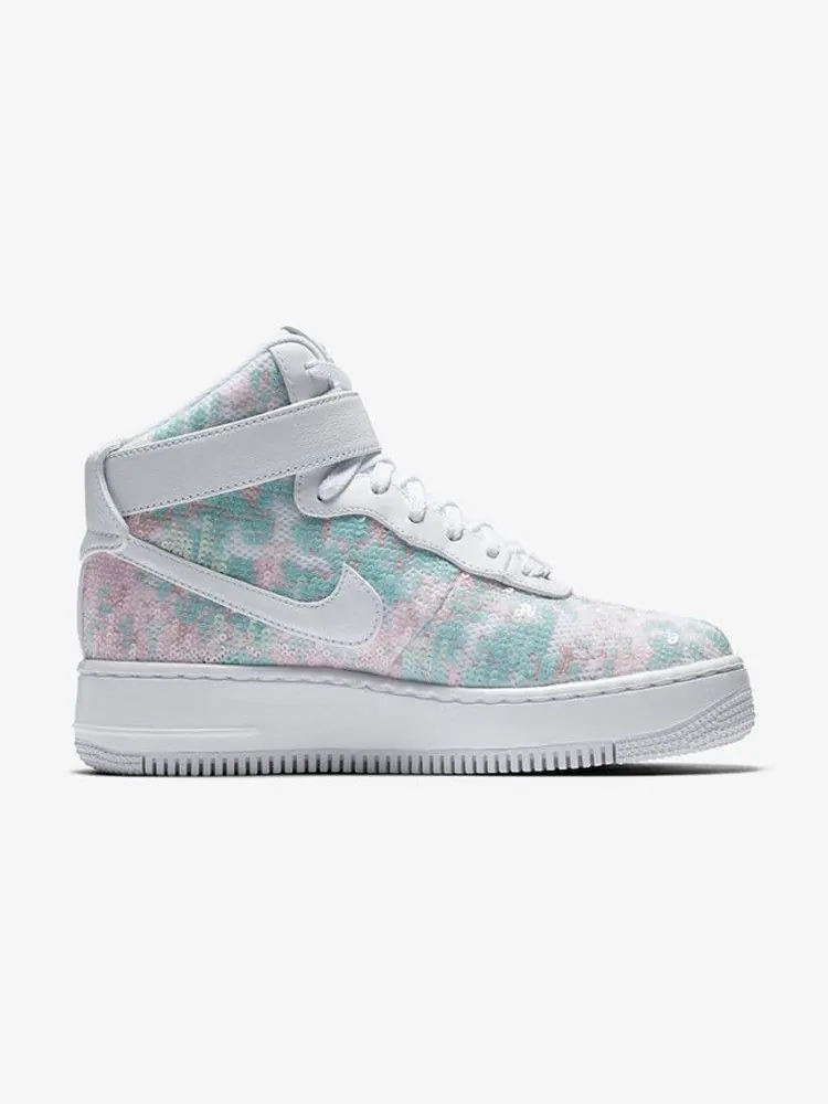 Кроссовки Nike Wmns Air Force 1 Upstep Hi LX, Sequin Fabric — изображение 4 из 7, белый