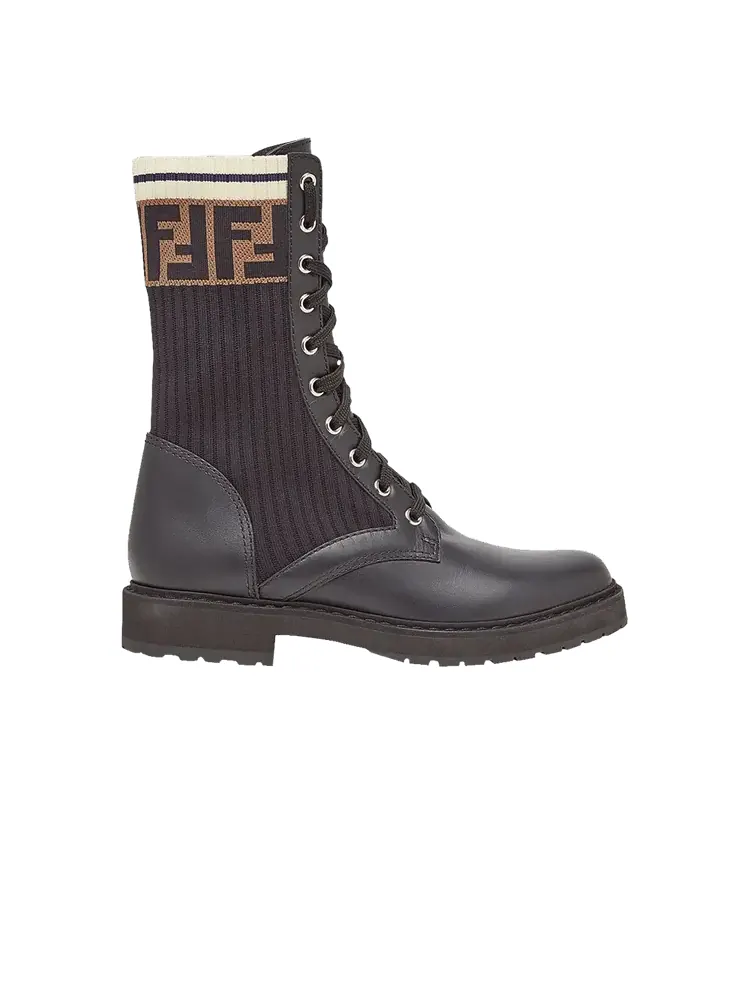 Ботинки Fendi Wmns FF Rockoko Biker Boot Black Brown — изображение 1 из 1, черный