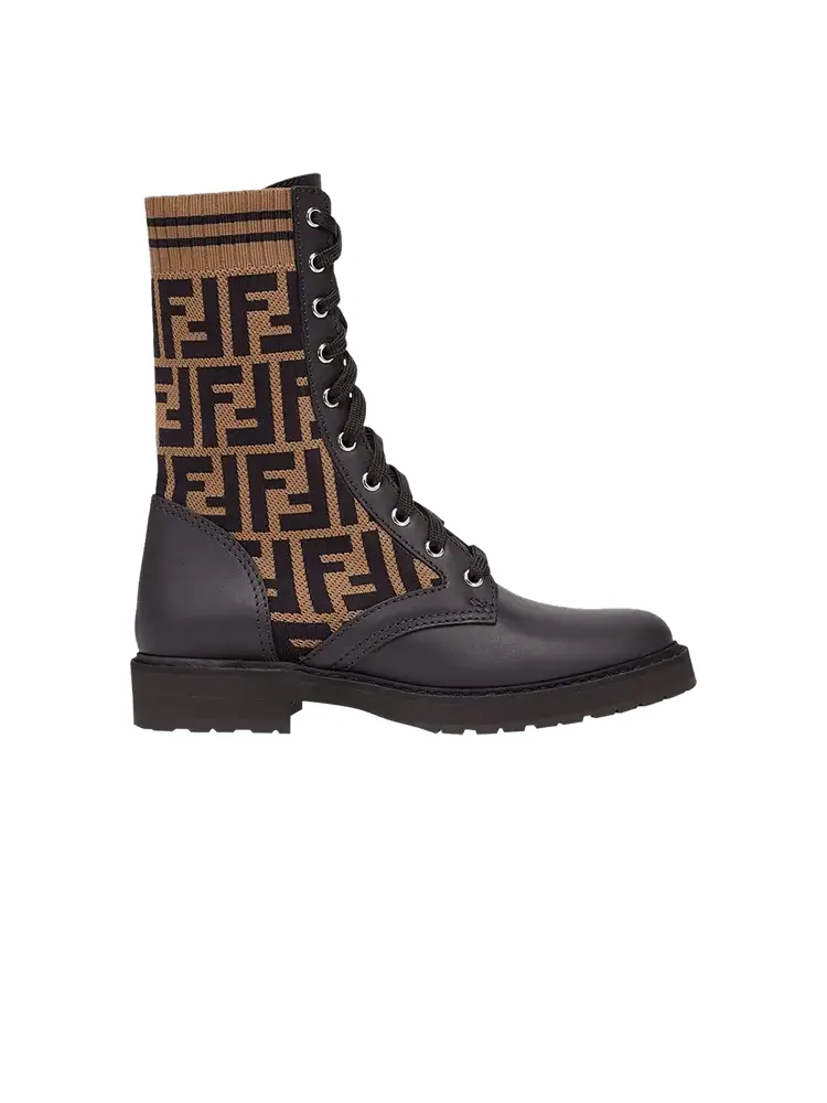 Ботинки Fendi Wmns FF Rockoko Biker Boot Black Tabacco — изображение 1 из 1, коричневый