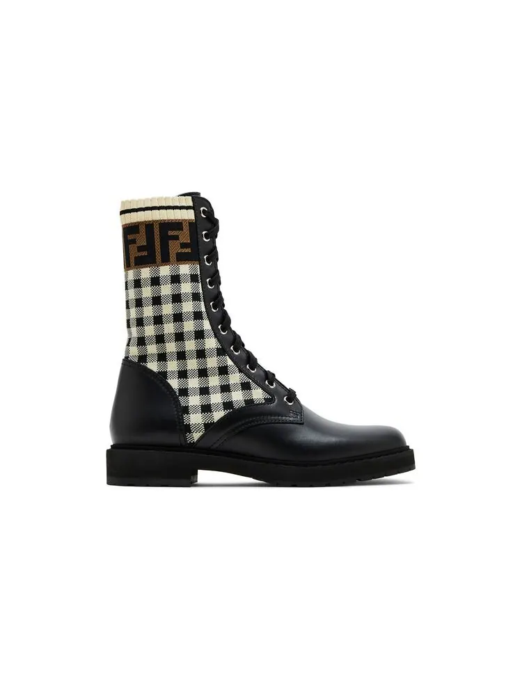 Ботинки Fendi Wmns FF Rockoko Biker Boot Black Checkerboard — изображение 1 из 6, черный