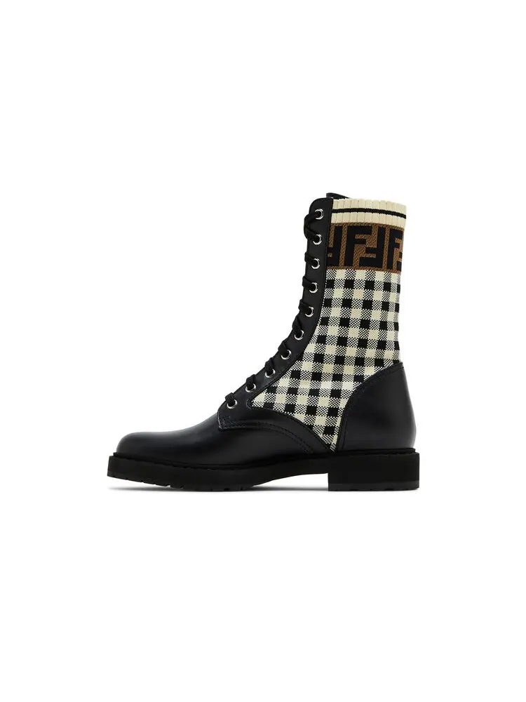 Ботинки Fendi Wmns FF Rockoko Biker Boot Black Checkerboard — изображение 3 из 6, черный