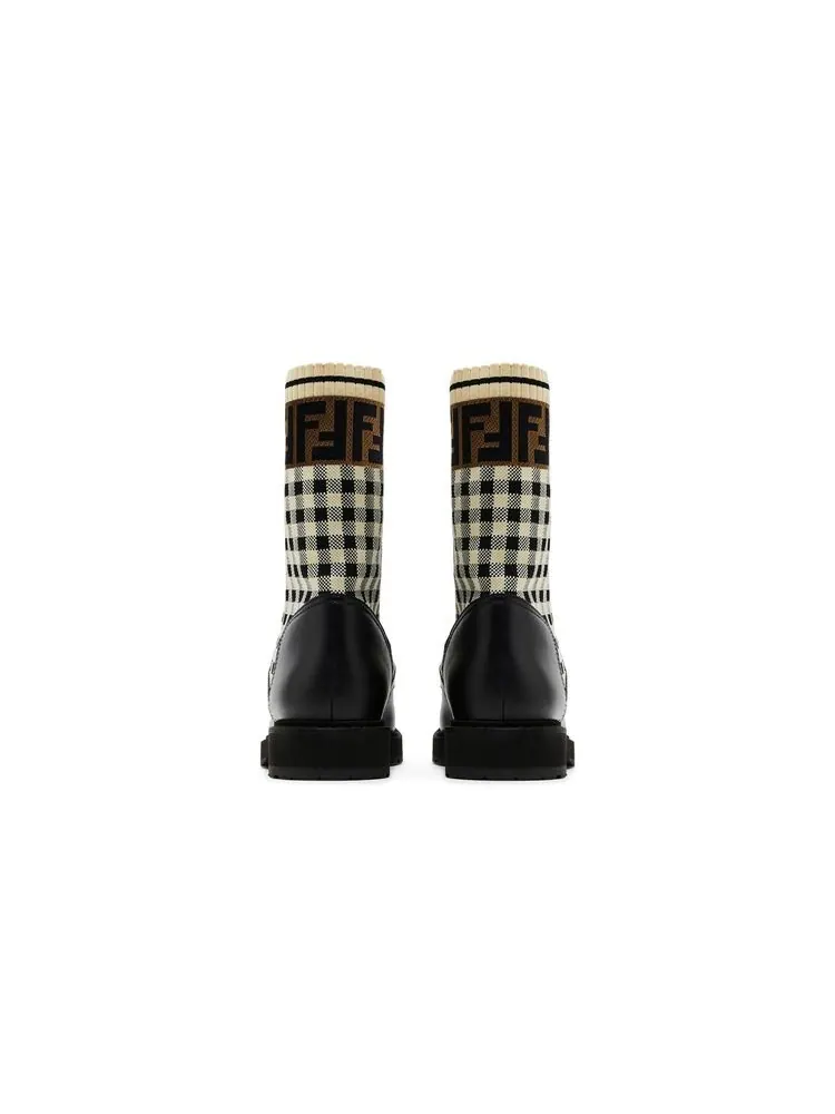 Ботинки Fendi Wmns FF Rockoko Biker Boot Black Checkerboard — изображение 6 из 6, черный
