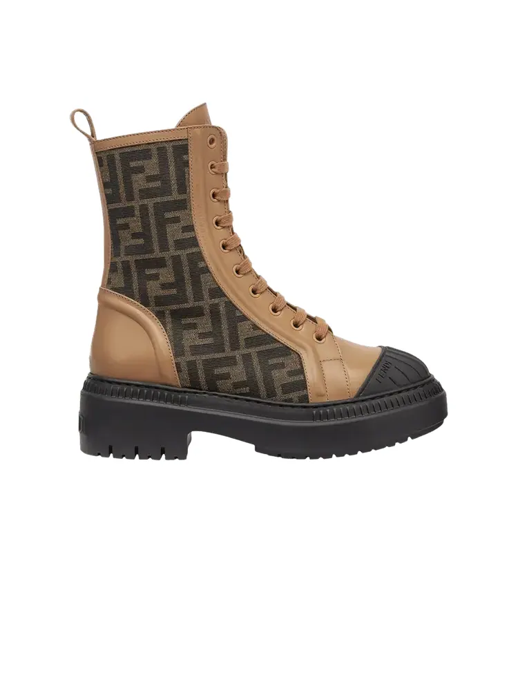 Ботинки Fendi Wmns FF Motif Domino Biker Boot Beige — изображение 1 из 1, коричневый