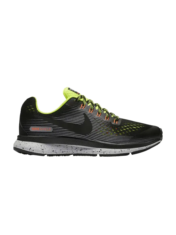 Кроссовки Zoom Pegasus 34 Shield GS 'Black Grey Volt' — изображение 1 из 1, черный серый
