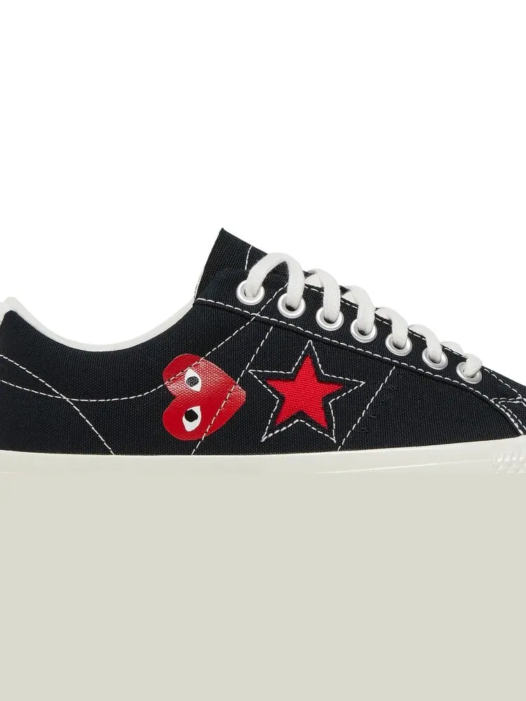 Кроссовки Converse Comme des Garçons Play x One Star Black White — изображение 2 из 8, черный