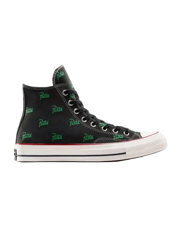 Кроссовки Converse Patta x Chuck 70 High 'Mini Logo Pack - Black' — изображение 1 из 1, черный/зеленый