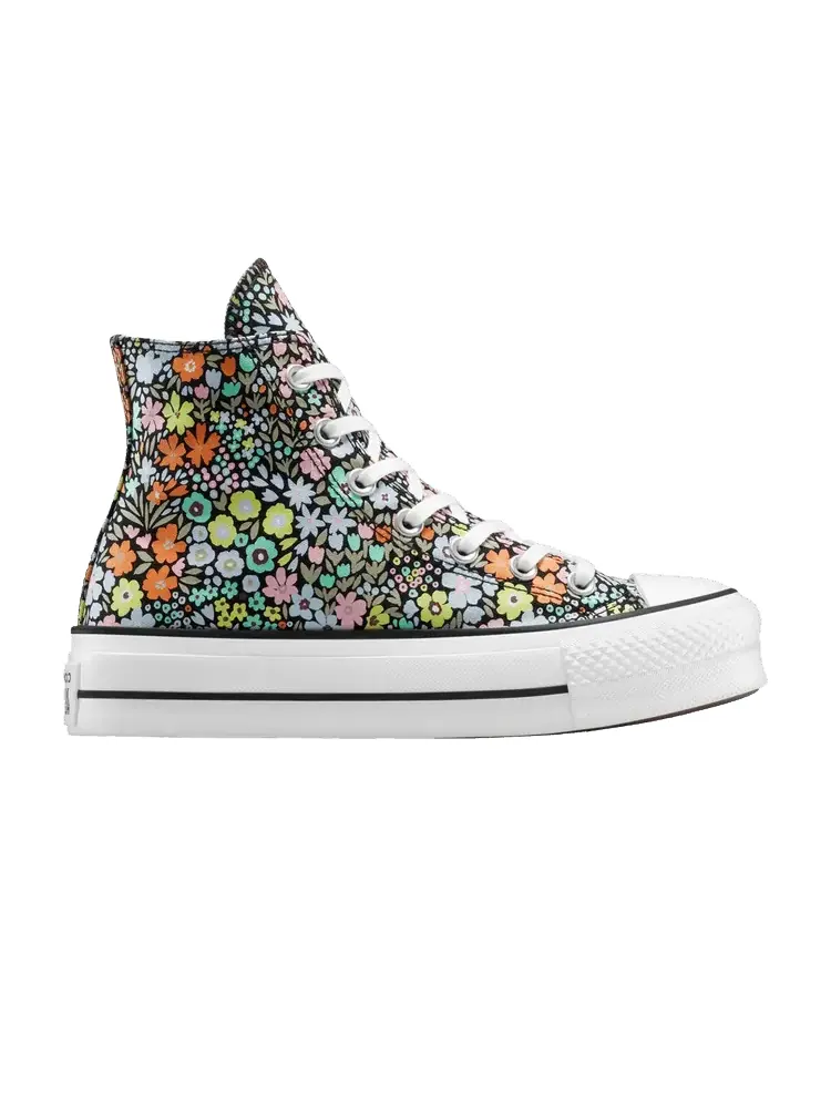 Кроссовки Converse Wmns Chuck Taylor All Star Lift Platform High 'Allover Florals' — изображение 1 из 1, черный/белый/бледный
