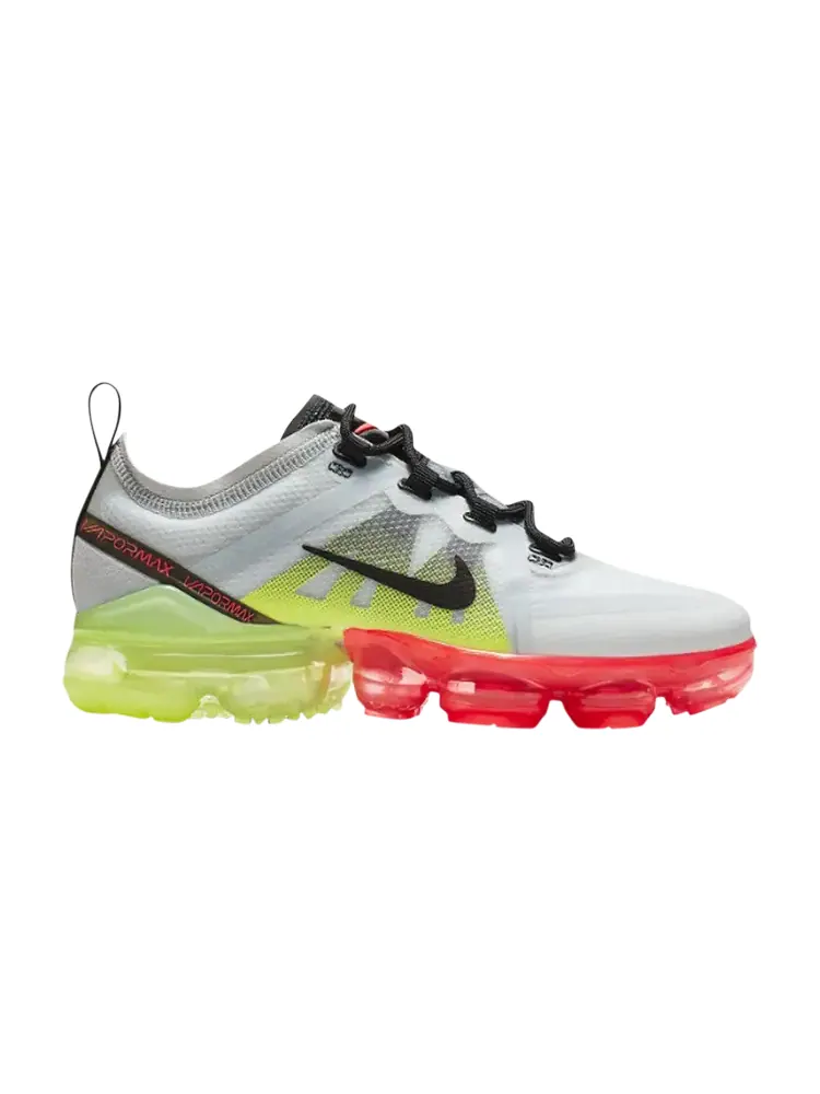Кроссовки Nike Air VaporMax 2019 GS 'Pure Platinum Volt Crimson' — изображение 1 из 1, серый