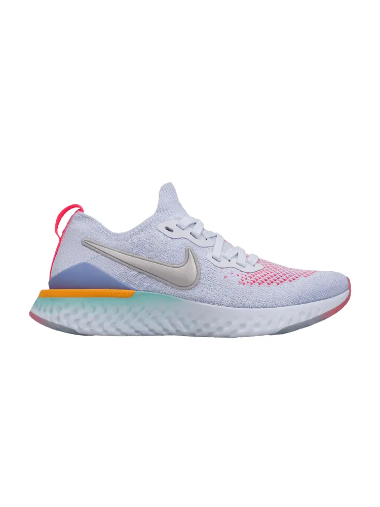 Кроссовки Nike Epic React Flyknit 2 GS 'Aluminum' — изображение 1 из 1, металлик серебристый