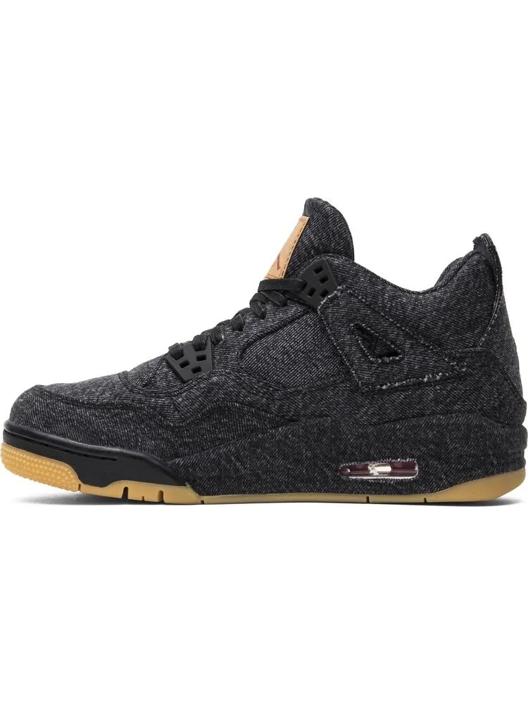 Кроссовки Levis x Air Jordan 4 Retro GS Black Denim — изображение 3 из 8, черный