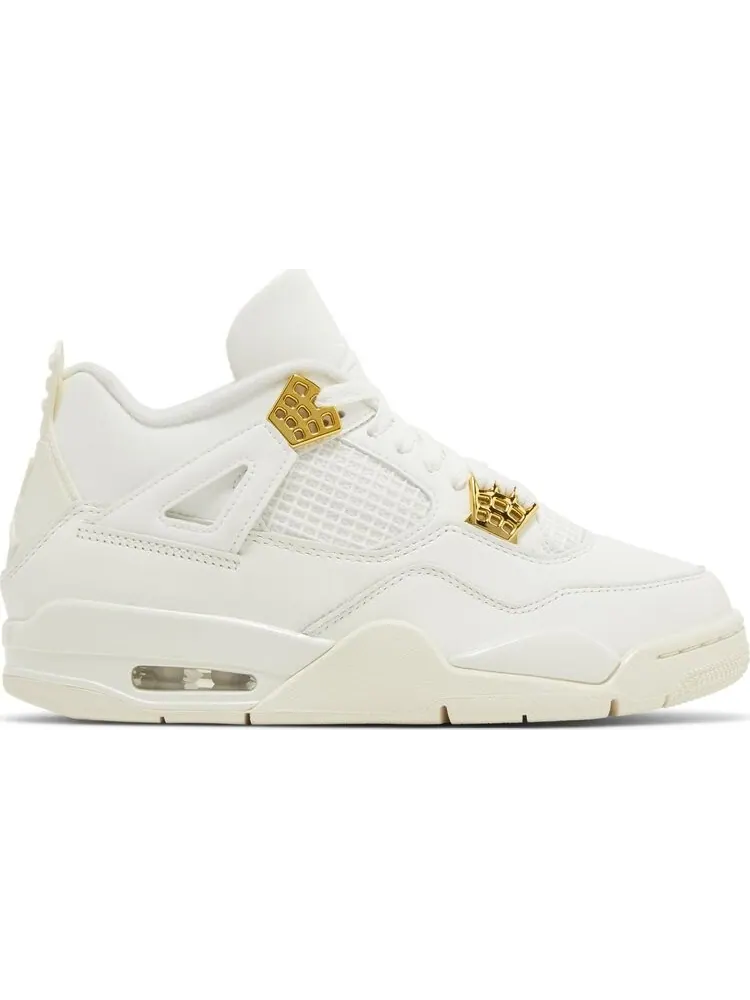 Кроссовки Wmns Air Jordan 4 Retro 'Metallic Gold' — изображение 1 из 4, бежевый